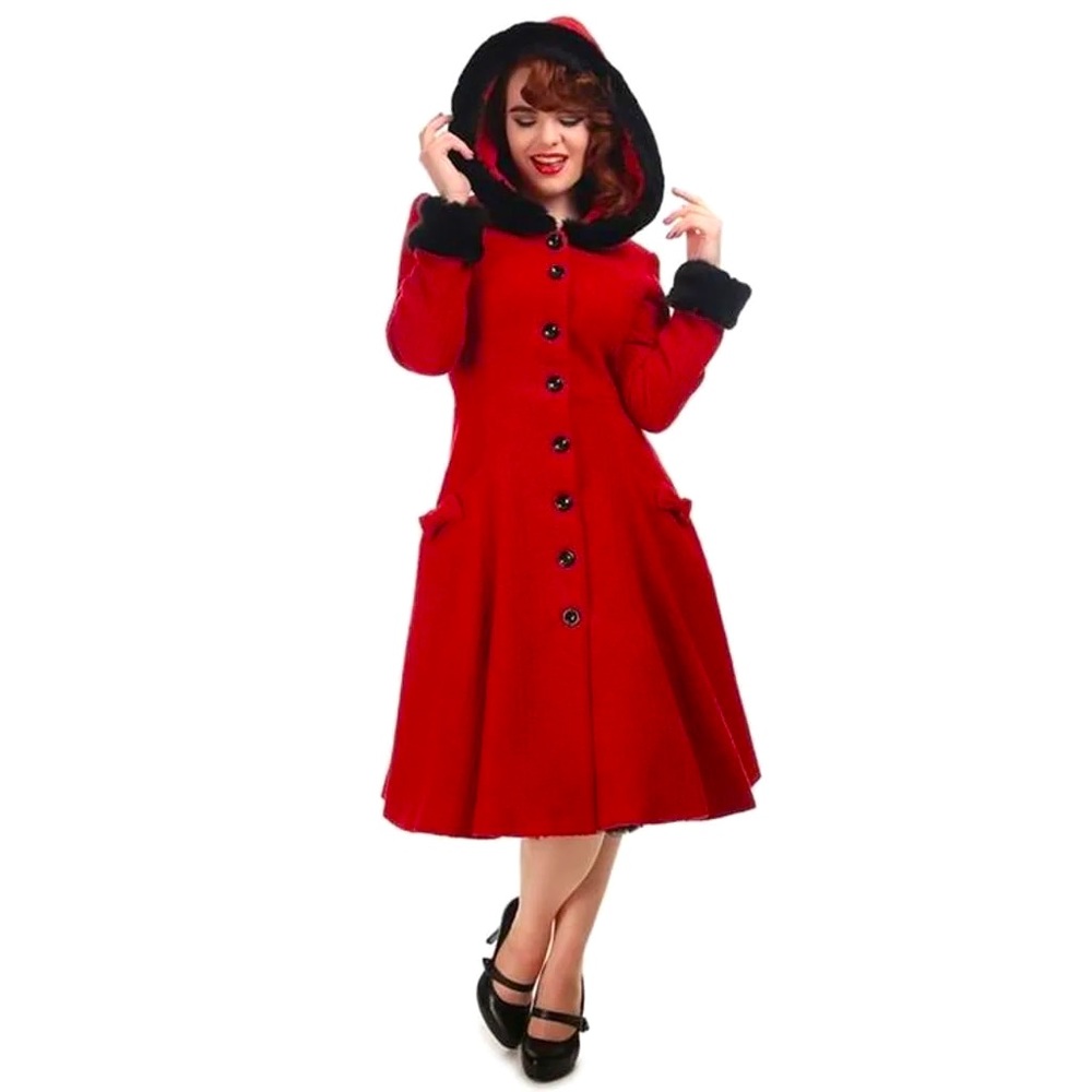 Collectif Hazel Modcloth Red Hooded Coat XS